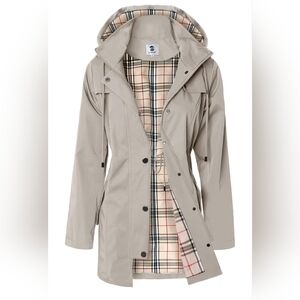 Elegant Beige Hooded Trench Coat